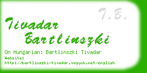 tivadar bartlinszki business card